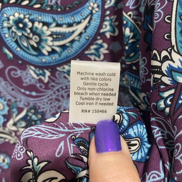 NWT 41 Hawthorn Trina Bell Sleeve Purple Paisley Print Blouse Size 2X NWT - Picture 9 of 15
